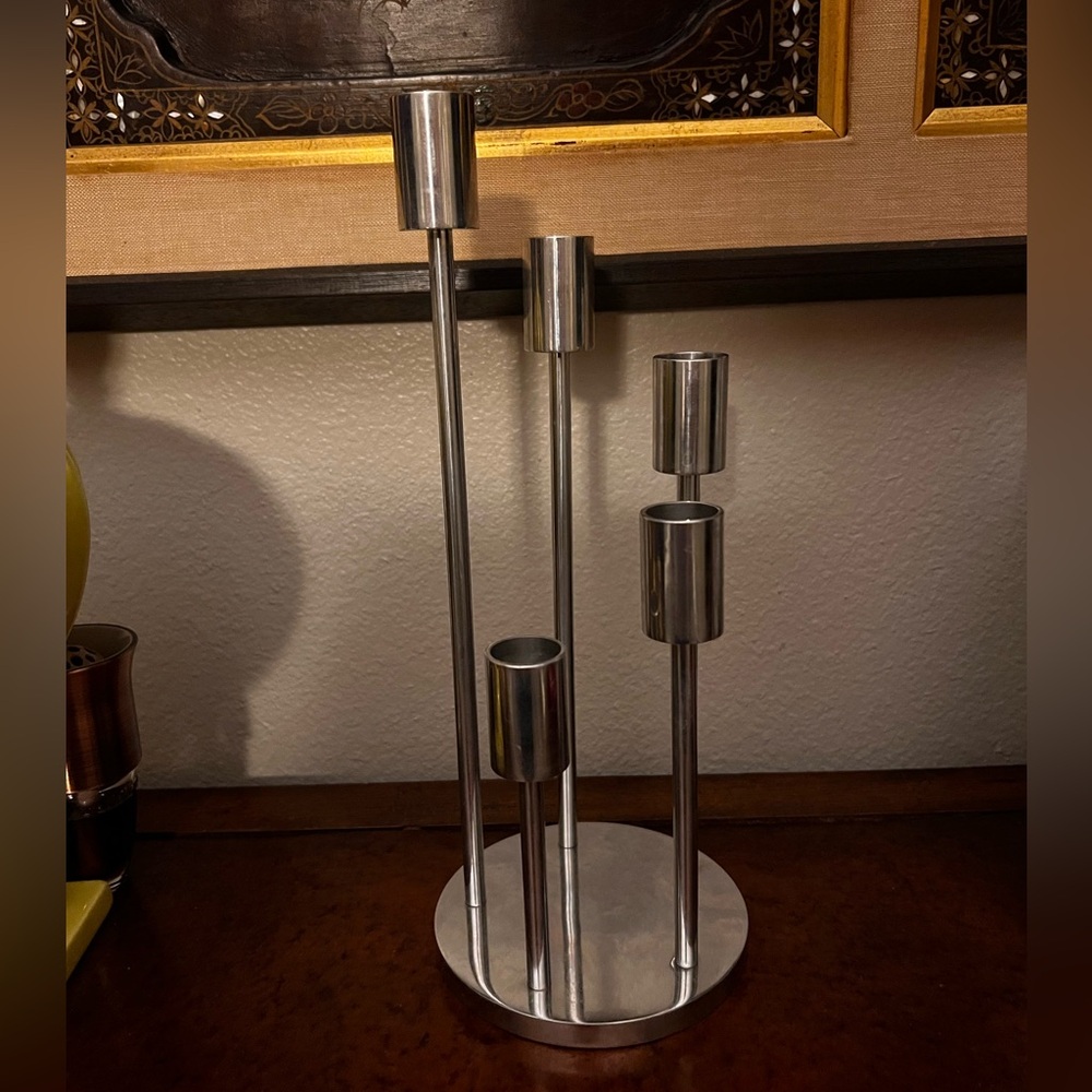 Silver Taper Candle sticks holder-Vintage Sleek-Heavy weight-Great pre-owned